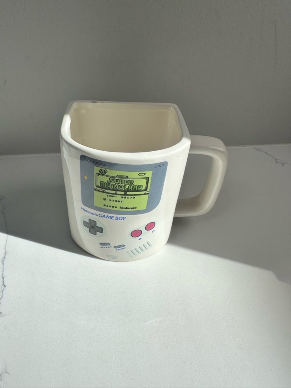 Nintendo Game Boy Super Mario Land Mug - White with Green Screen